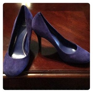 Jessica Simpson electric blue suede pumps.